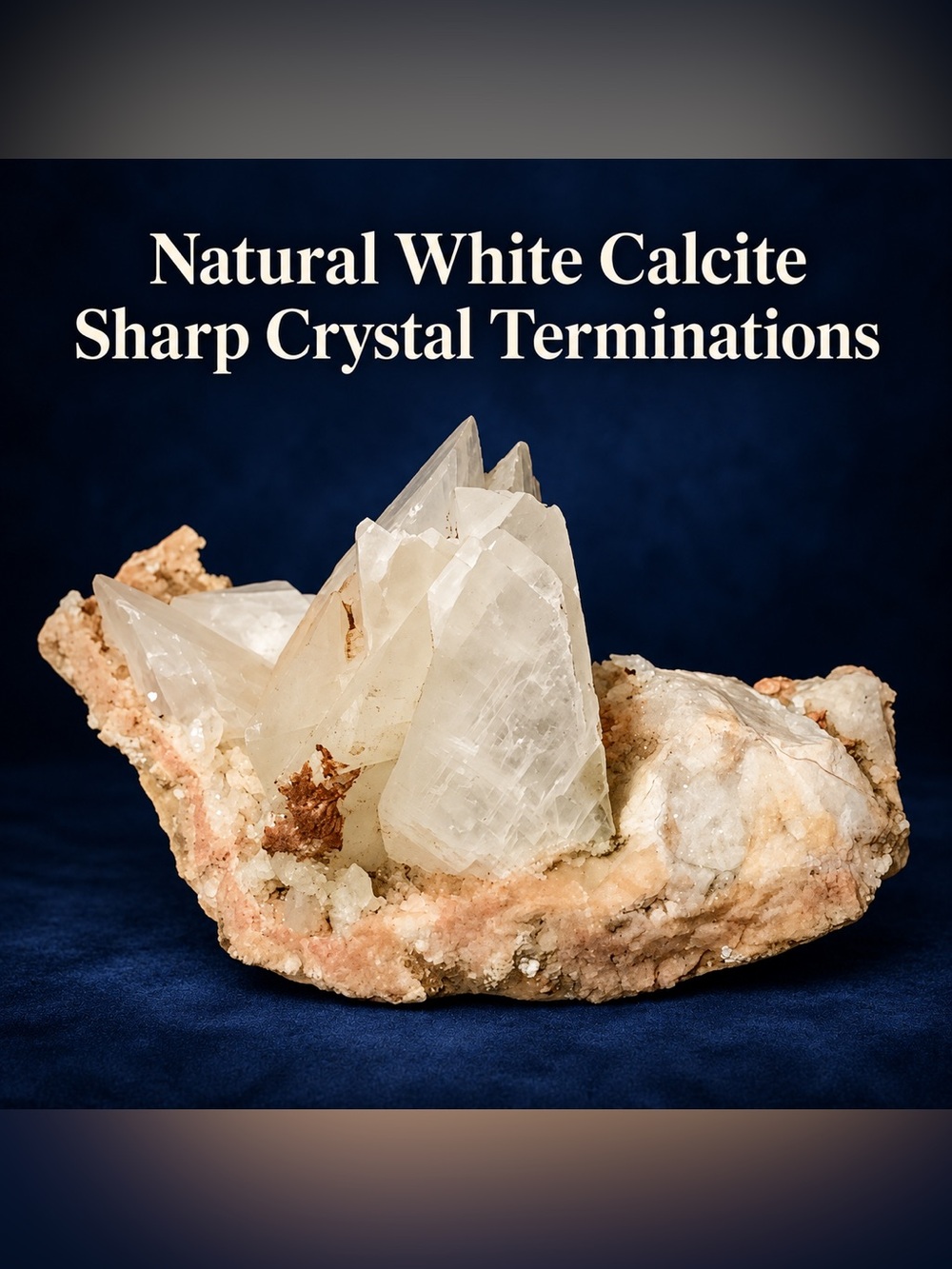 Natural White Calcite Crystal Cluster – Sharp Terminations – Raw Specimen